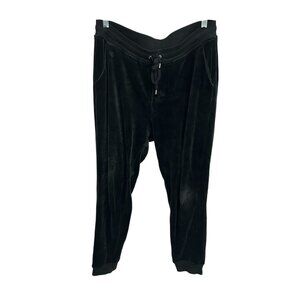 Lauren Ralph Lauren Pull On Velour Joggers Black Sz Medium  Drawstring Lounge
